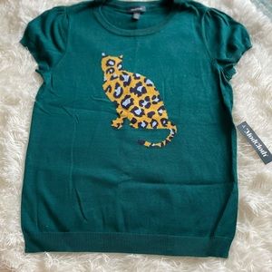 Short Sleeve Cat Print Top